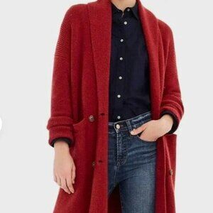 J. Crew Double Breasted Wool Alpaca Blend Oversized Cardigan Red